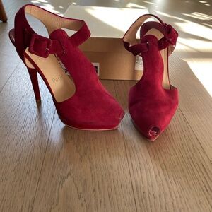 Louboutin Red Suede Heels